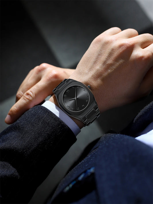 Aura Quartz Watch Black Lightweight Design Arabic Dial Black Aura Arabic Watch For Men