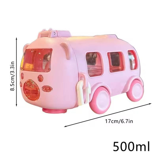 Bus Shape Water Bottle with Handle for Kids Toddler School Sports Camping