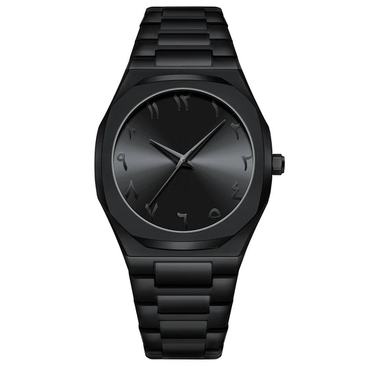 Aura Quartz Watch Black Lightweight Design Arabic Dial Black Aura Arabic Watch For Men