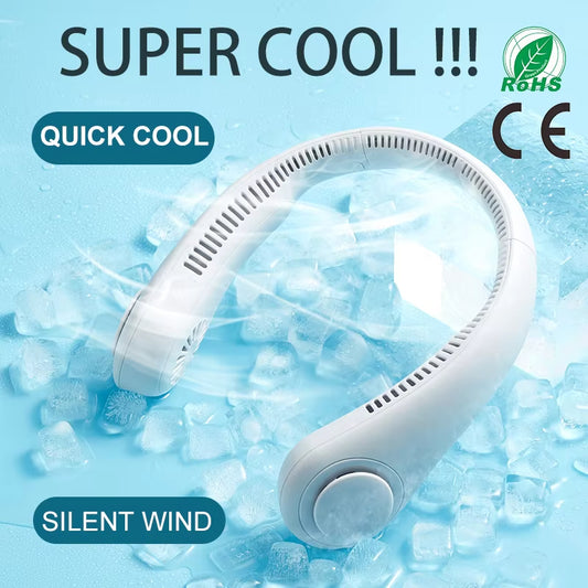 Portable Neck Fan Electric Wireless Fan Rechargeable USB Mini Fan